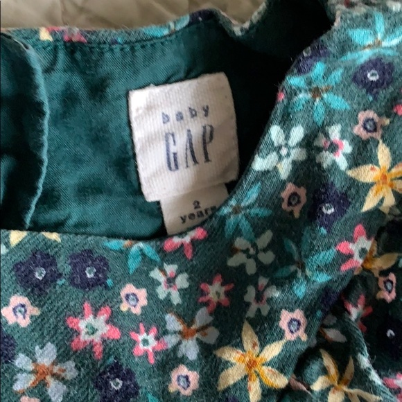 Green floral fall winter dress baby gap 2T - Picture 3 of 4